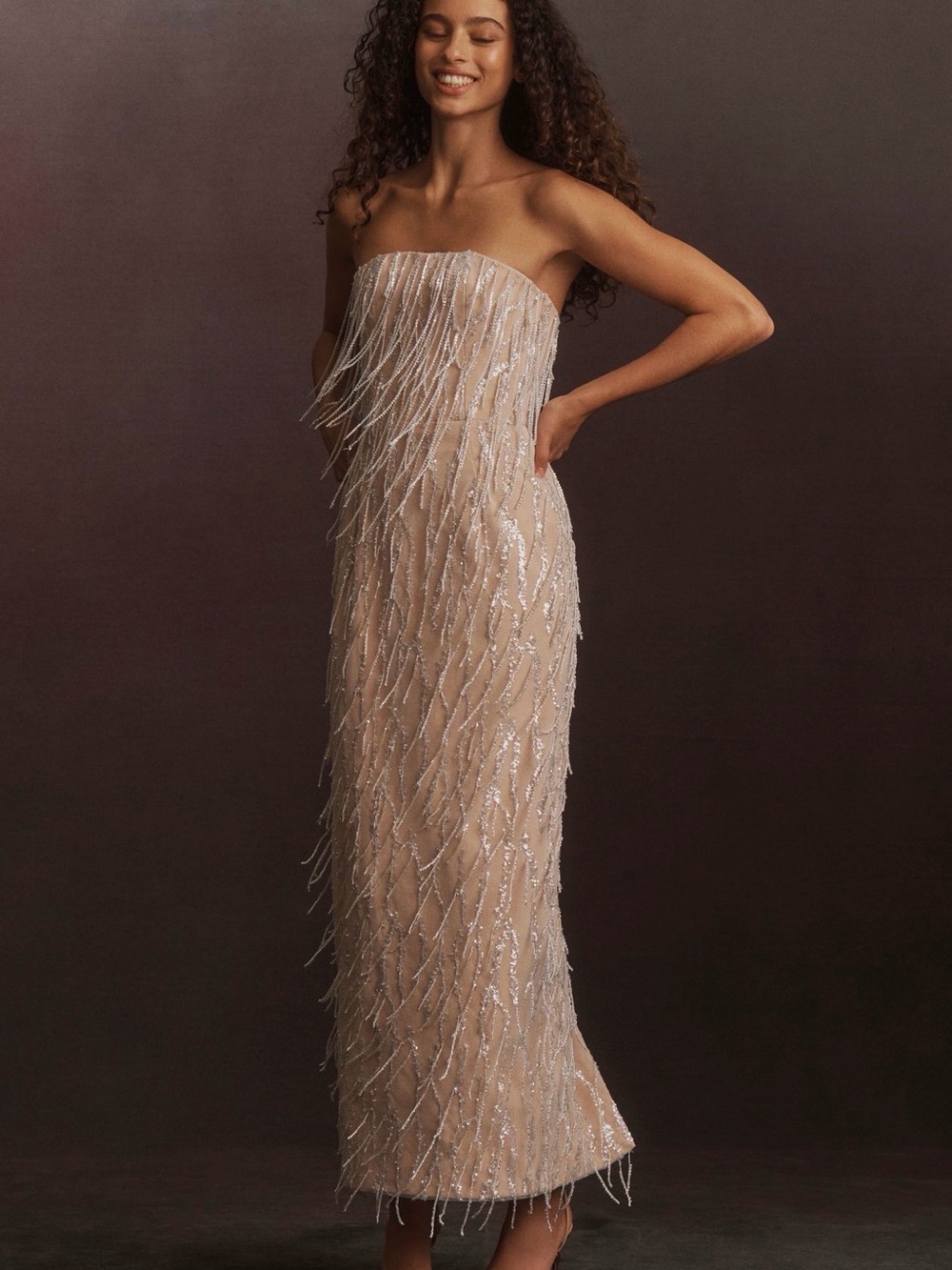 Helsi Ramona Strapless Beaded Fitted Maxi Dress